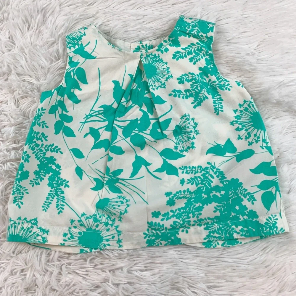 Gap baby girl size 2 sleeveless floral‎ shirt top button back crew neck